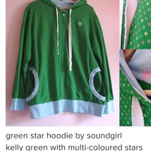 Soundgirl Stars Hoodie - Green, Light Blue